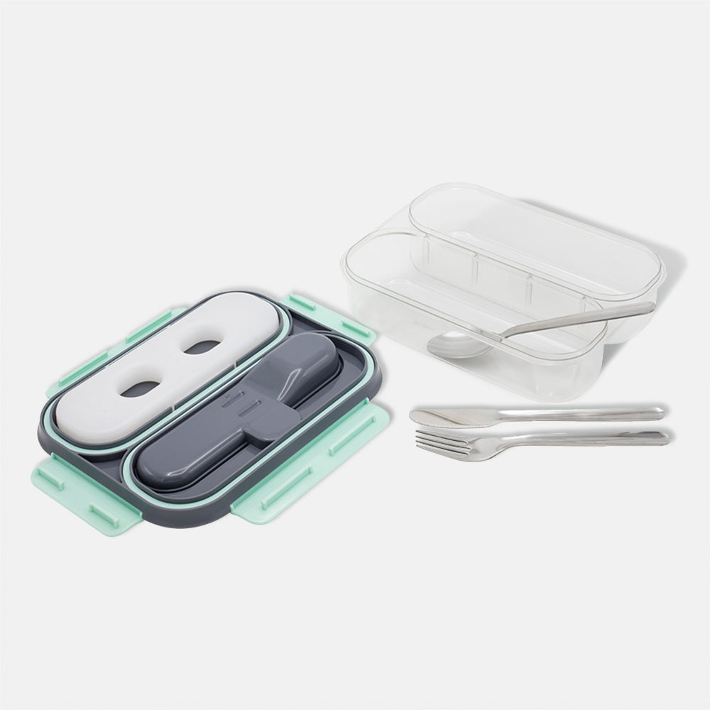 Crofton Lunch Bento Box Plastic 6x6 Container Grip Bottom Built In Ice Pack