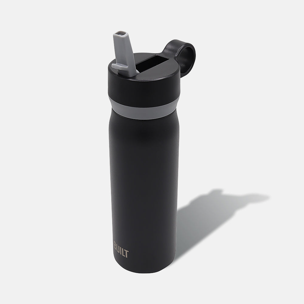 Wide Mouth Stainless Steel Reusable Water Bottle with Straw Cap