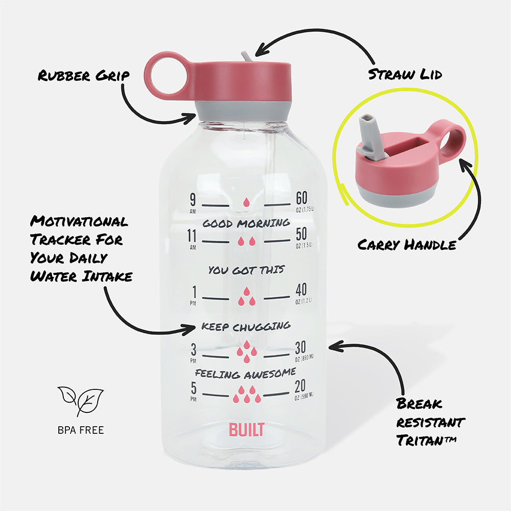 74oz Motivational Bottle with Straw Lid – Built NY